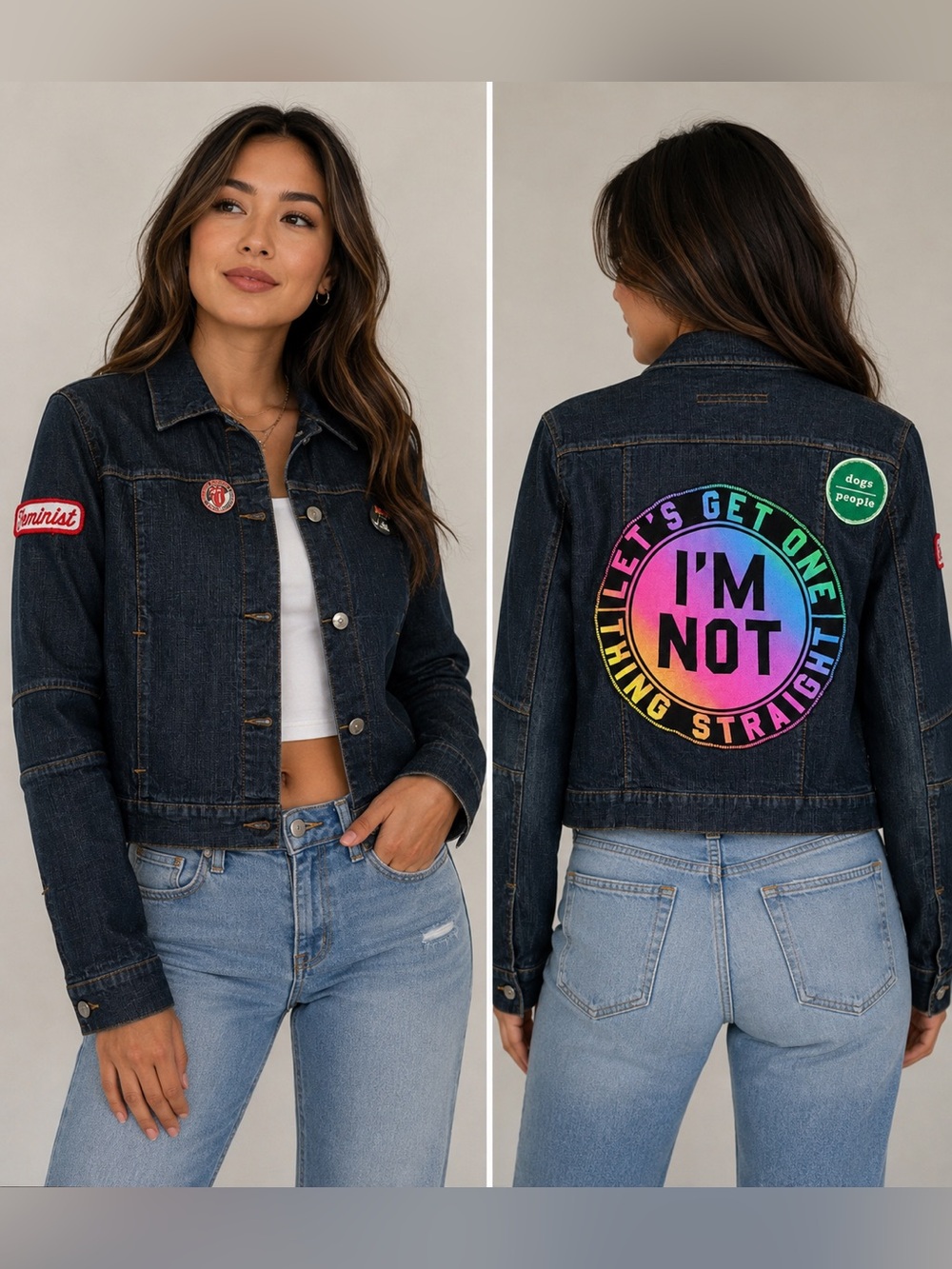 Ralph Lauren Sport Custom Patch Dark Wash Denim Jacket Women’s Button Front